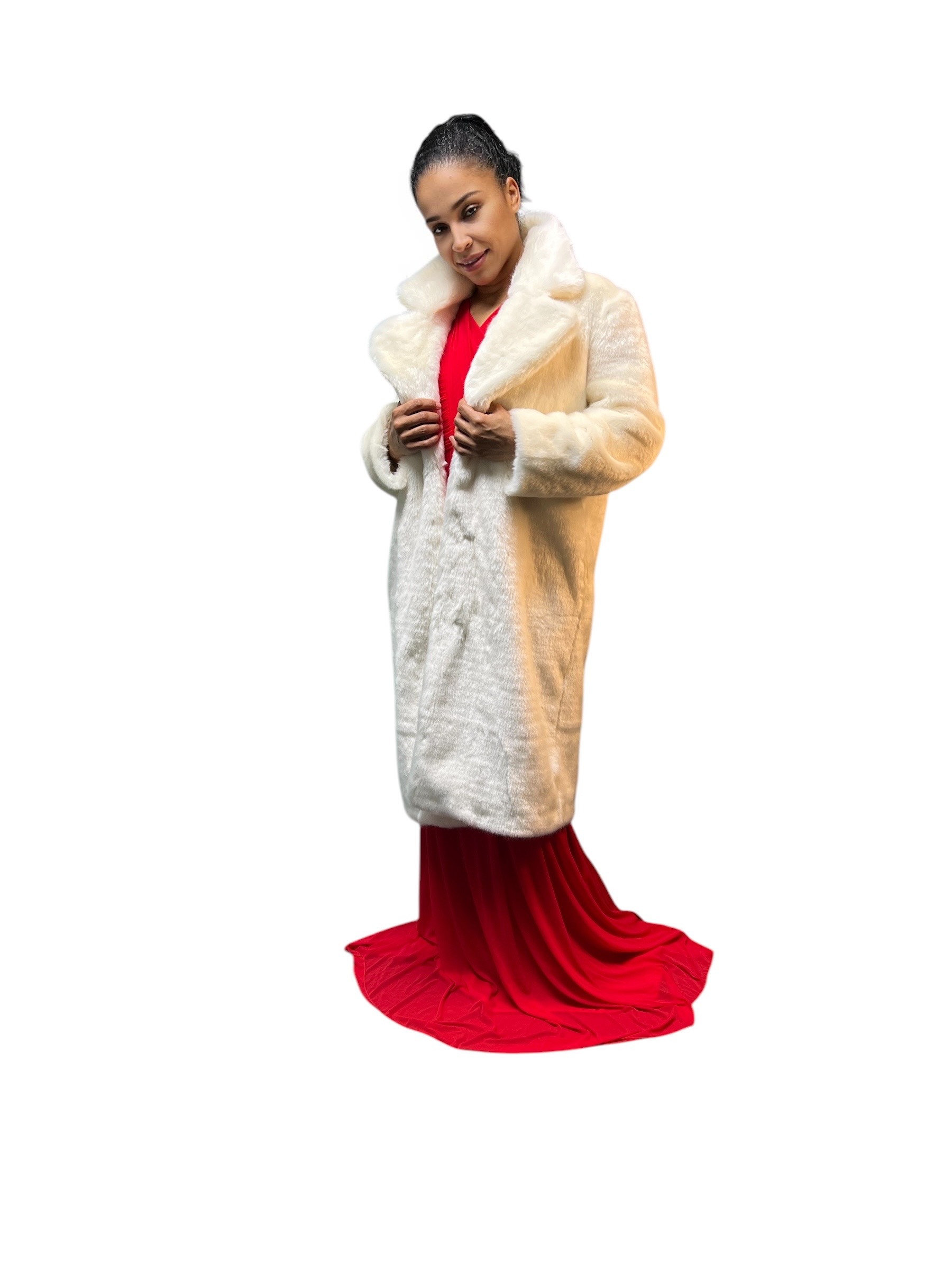 White Faux Fur Sable Coat