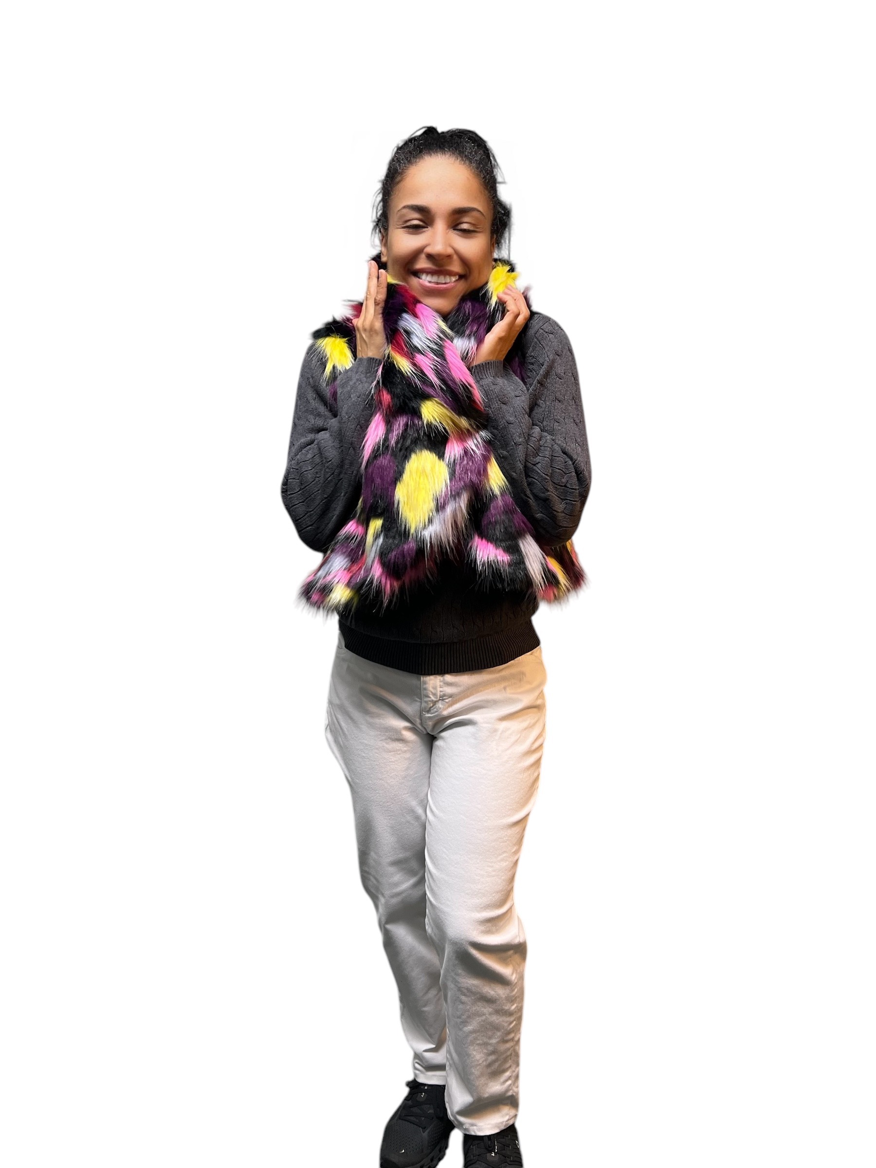 Multicolor Faux Fur Vest