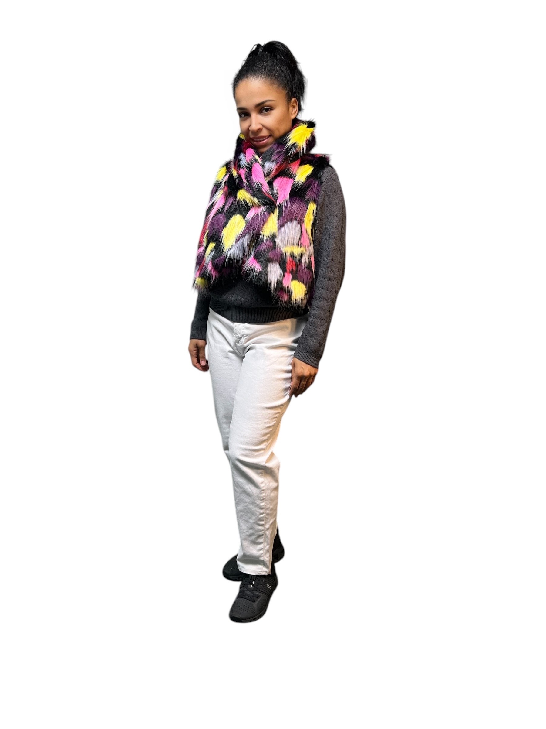Multicolor Faux Fur Vest