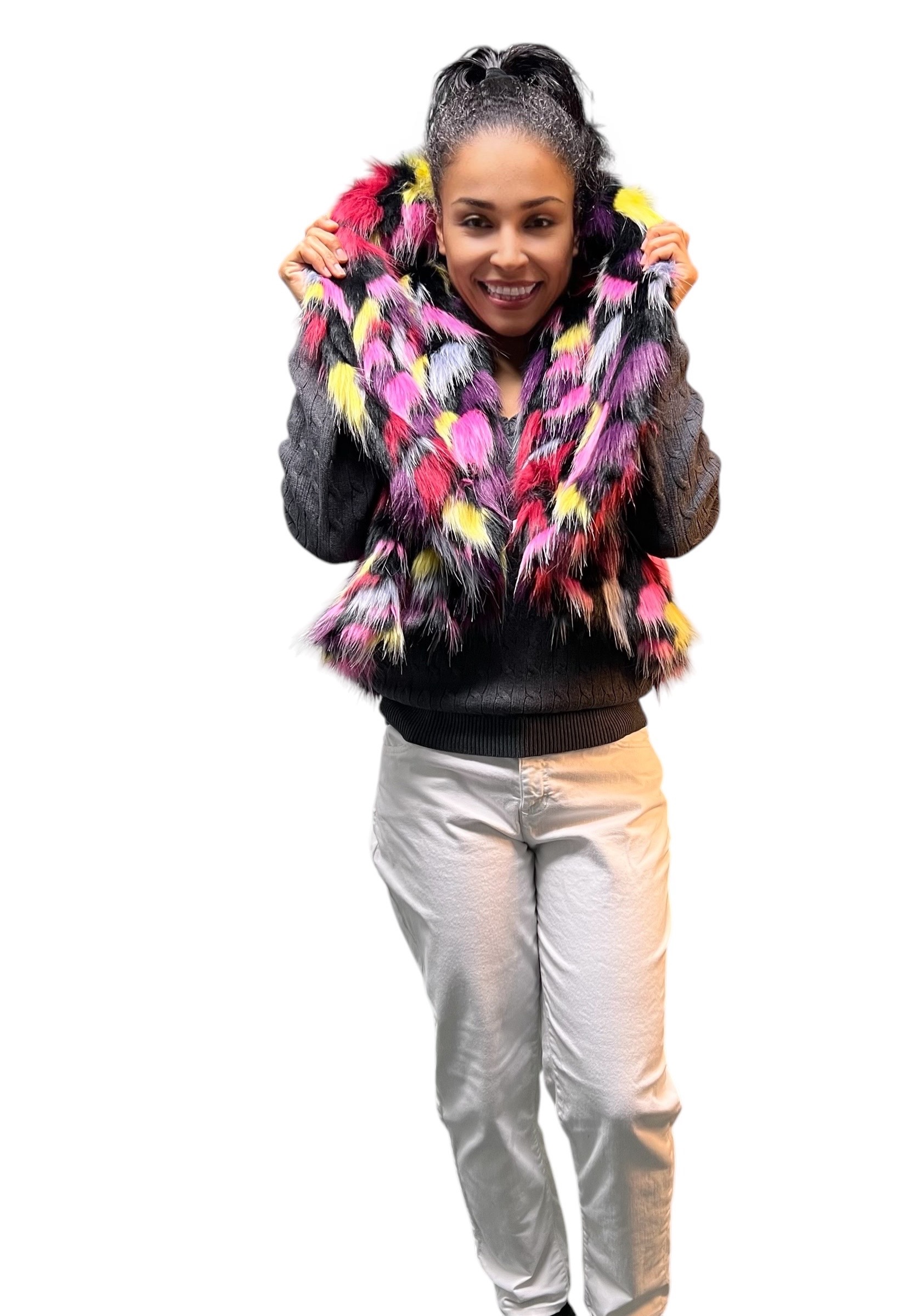 Multicolor Faux Fur Vest