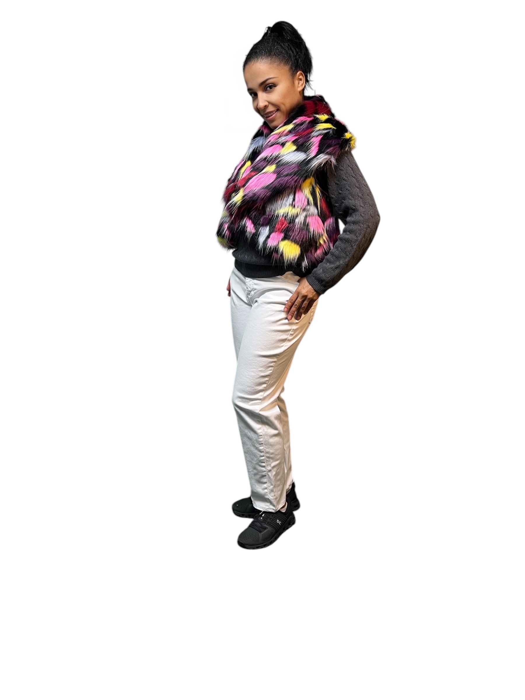 Multicolor Faux Fur Vest