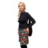 Embroidered Velvet Skirt with Bright Flowers.