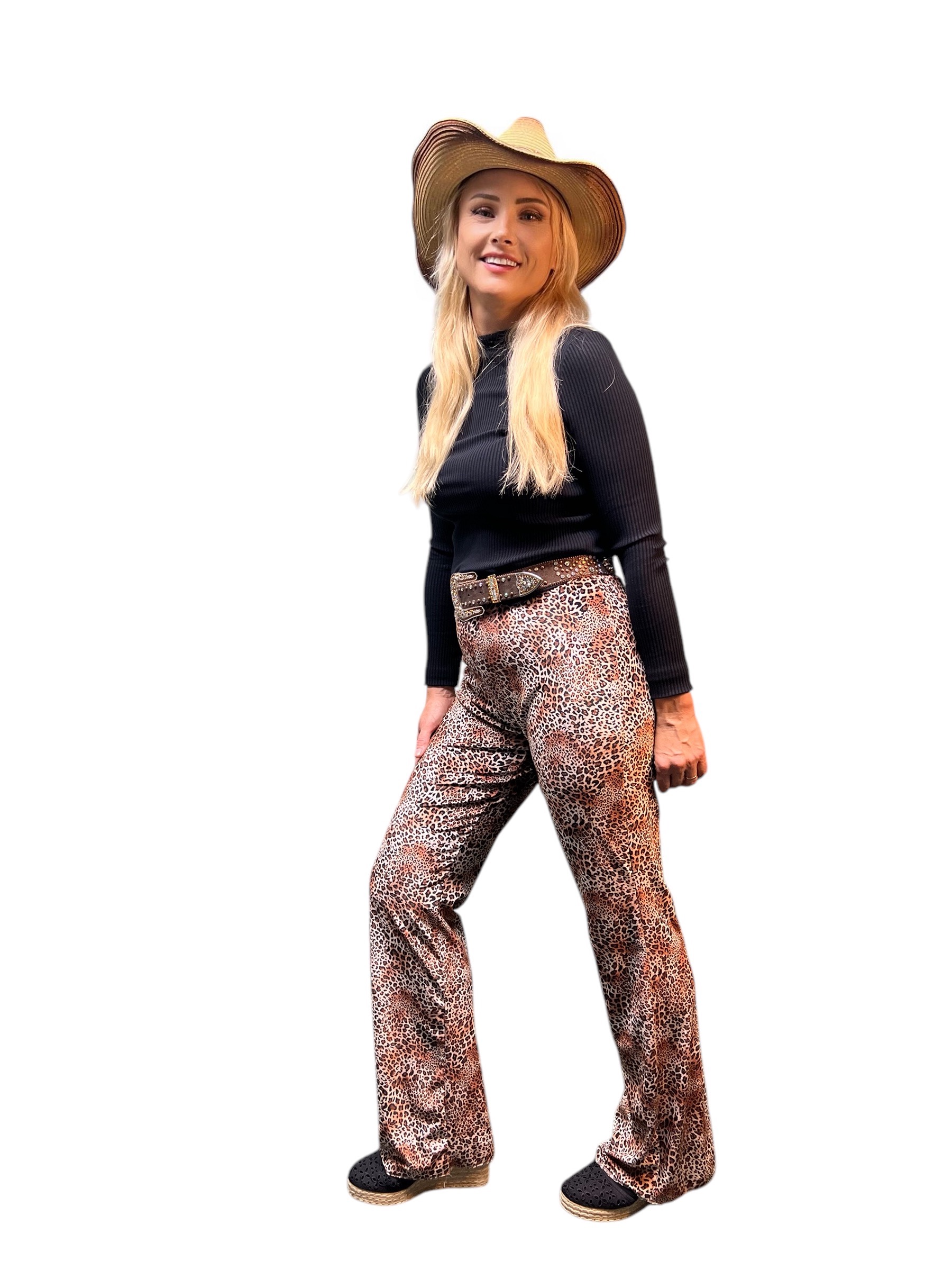 Leopard Print Stretch Velvet Pants
