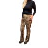 Golden Brown Snake Print Stretch Velvet Pants