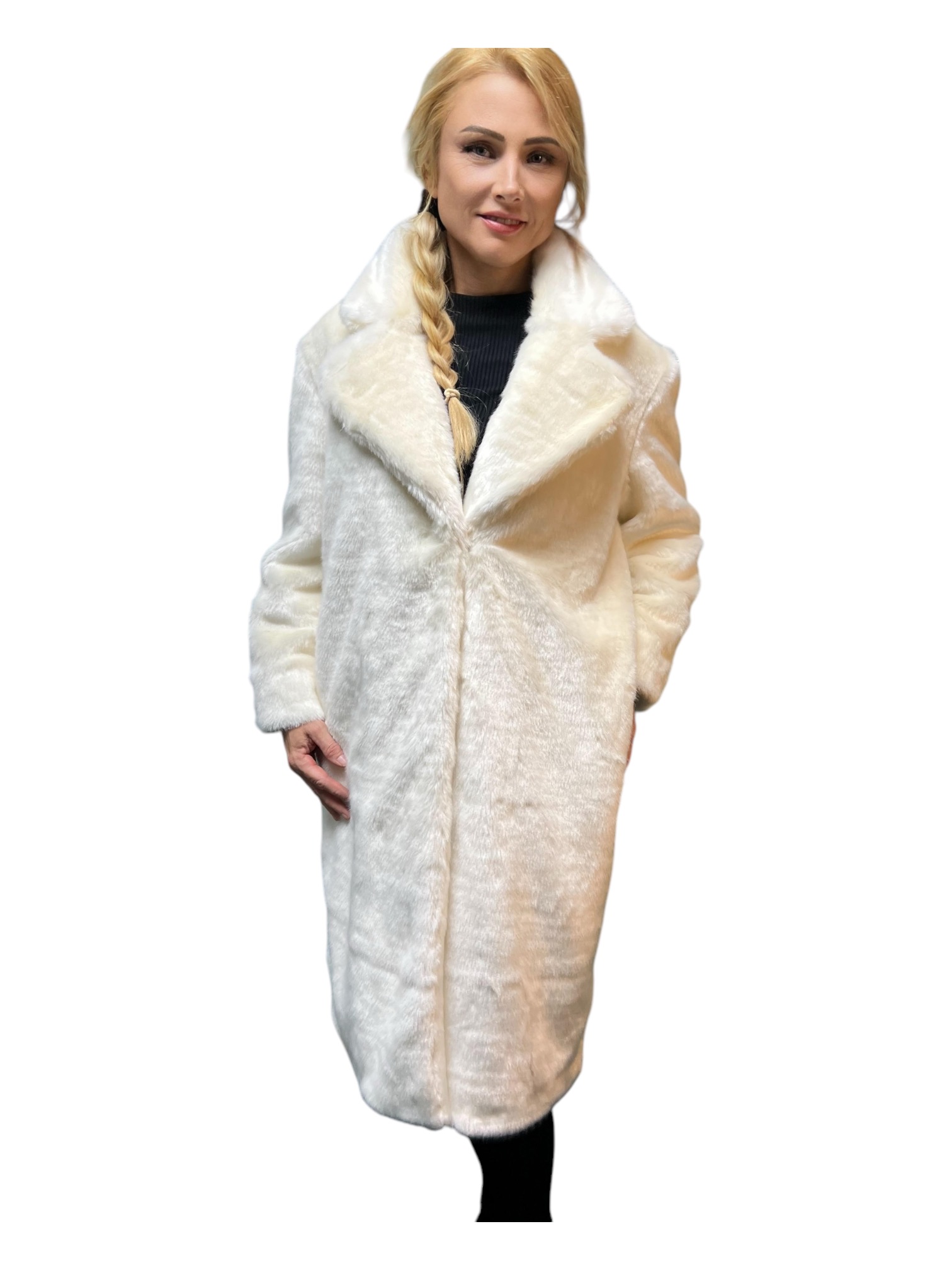 White Faux Fur Sable Coat
