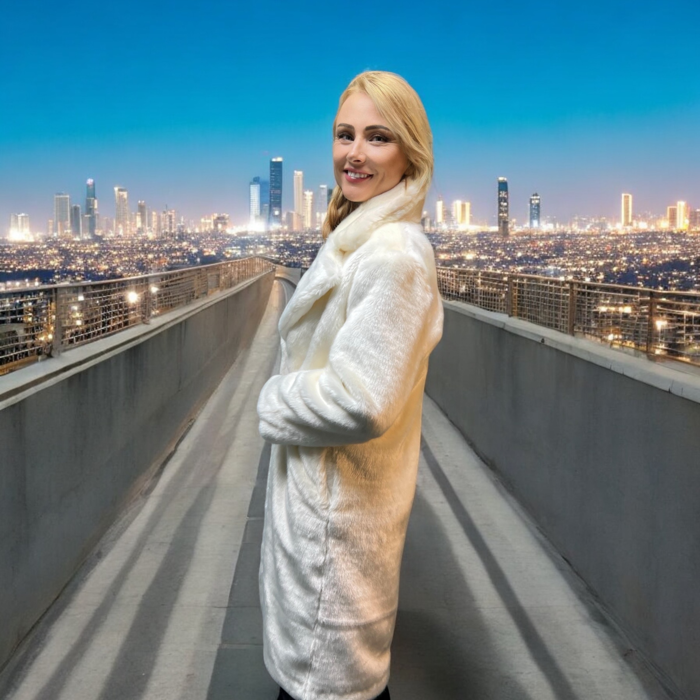 White Faux Fur Sable Coat