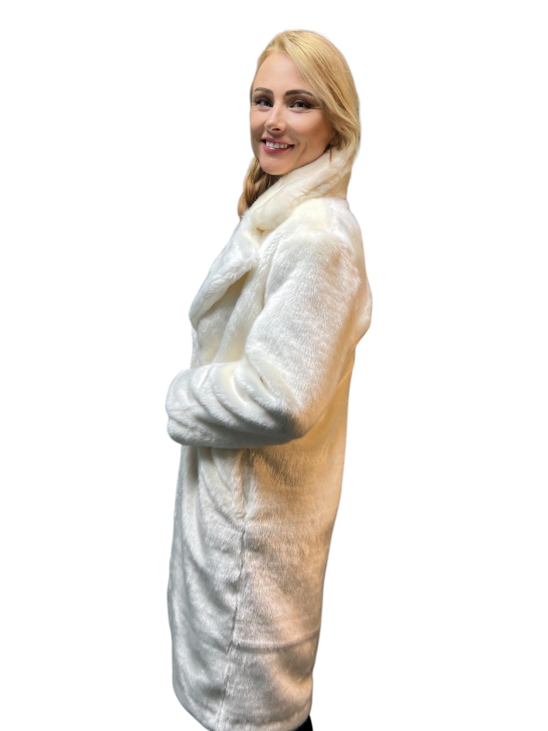 White Faux Fur Sable Coat