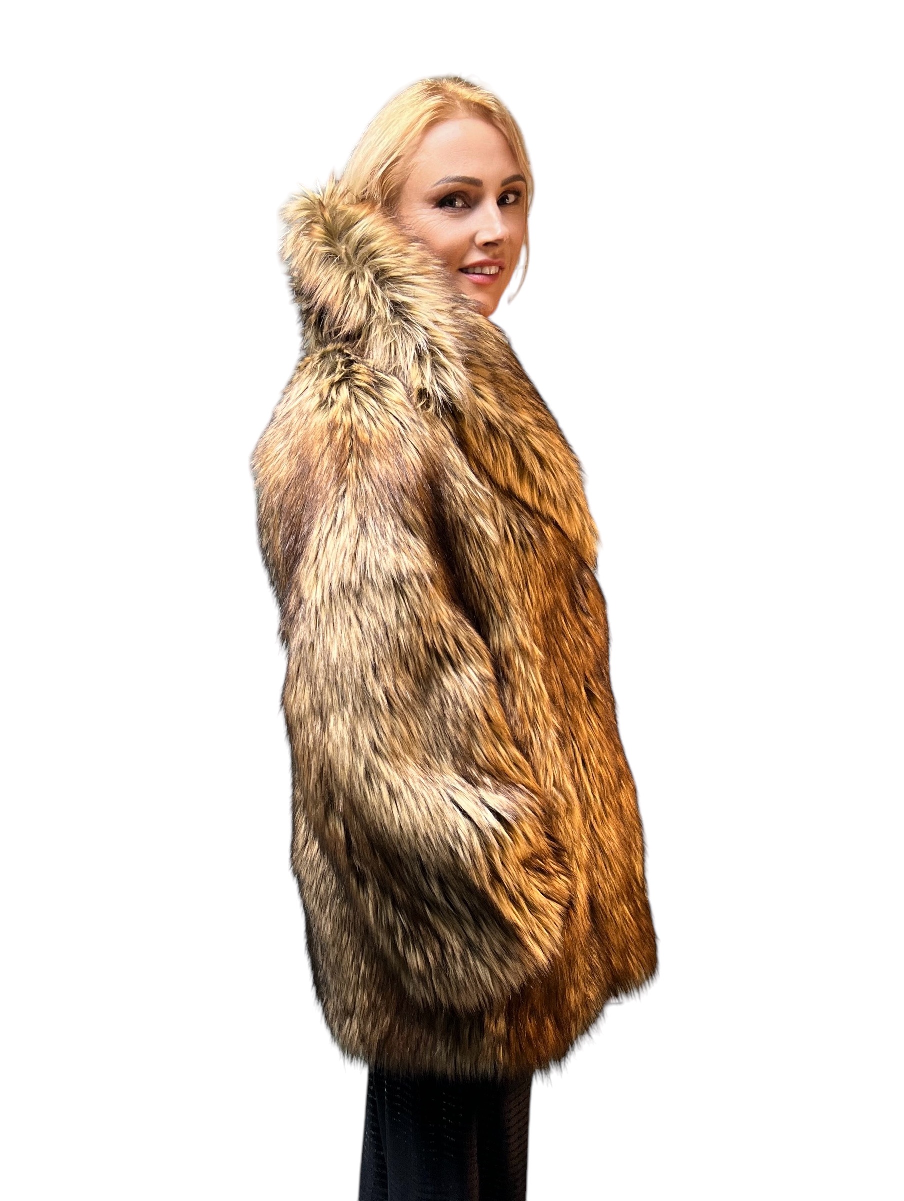 IMG_5230 2 Brown Wolf Faux Fur Coat