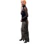 Grey Stretch Velvet Leopard Pants