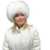 White Arctic Fox Faux Fur Tablet Hat