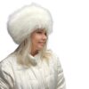 White Arctic Fox Faux Fur Tablet Hat