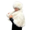 White Arctic Fox Faux Fur Tablet Hat
