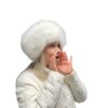 White Arctic Fox Faux Fur Tablet Hat