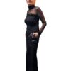 Classic Straight Metallic Velvet Black Pants