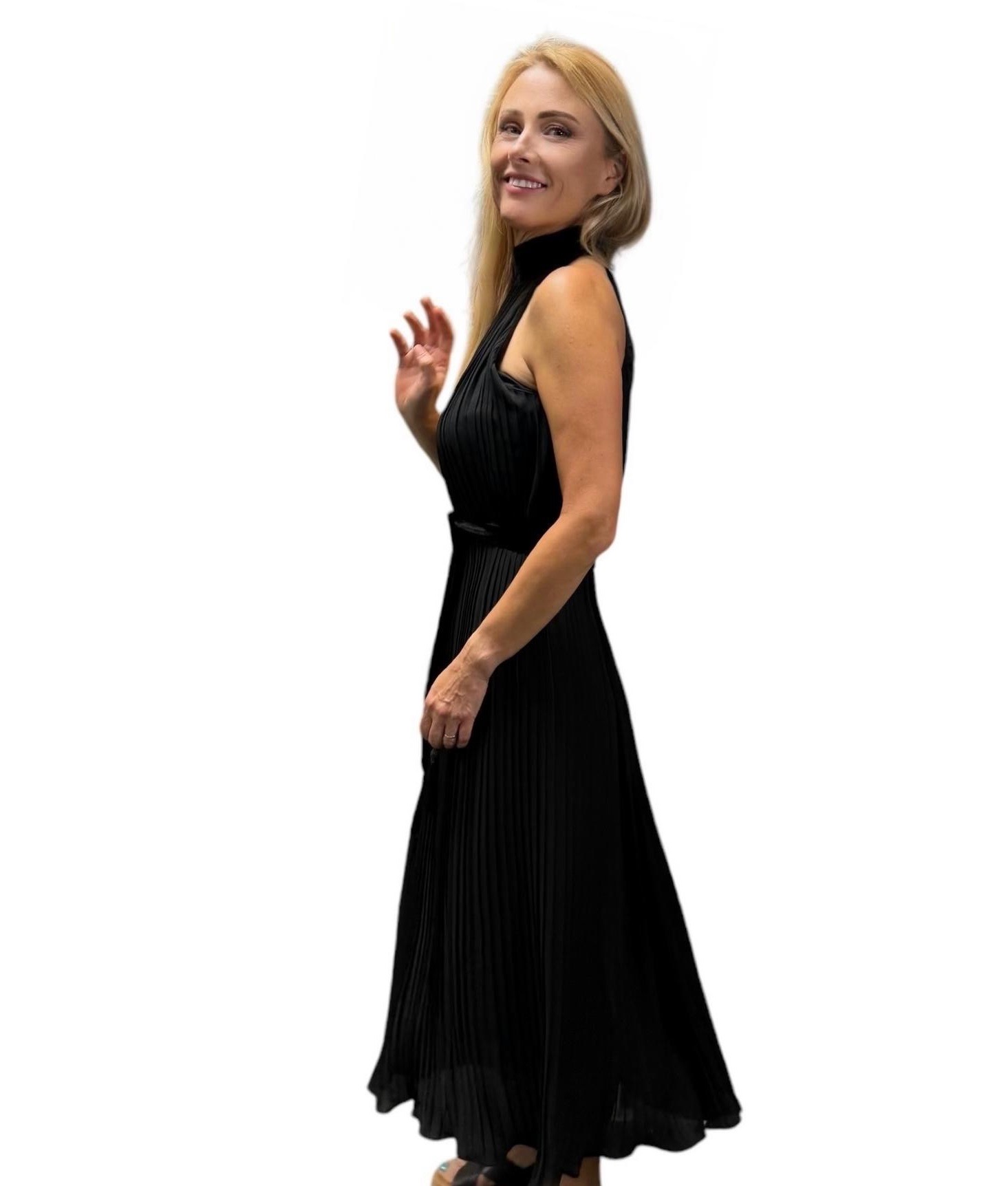 fitted lace wedding dress Loved Up Black Strappy Pleated Maxi Dress With Bows – Club L London