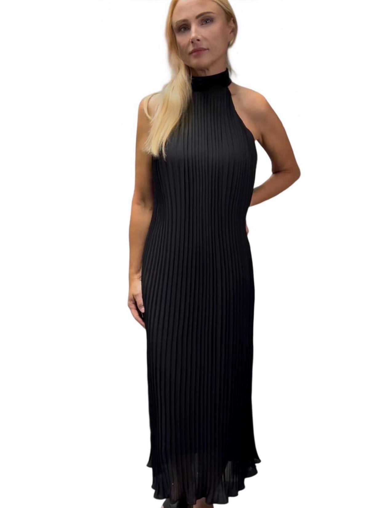 IMG_6601 Black Maxi Pleated Dress