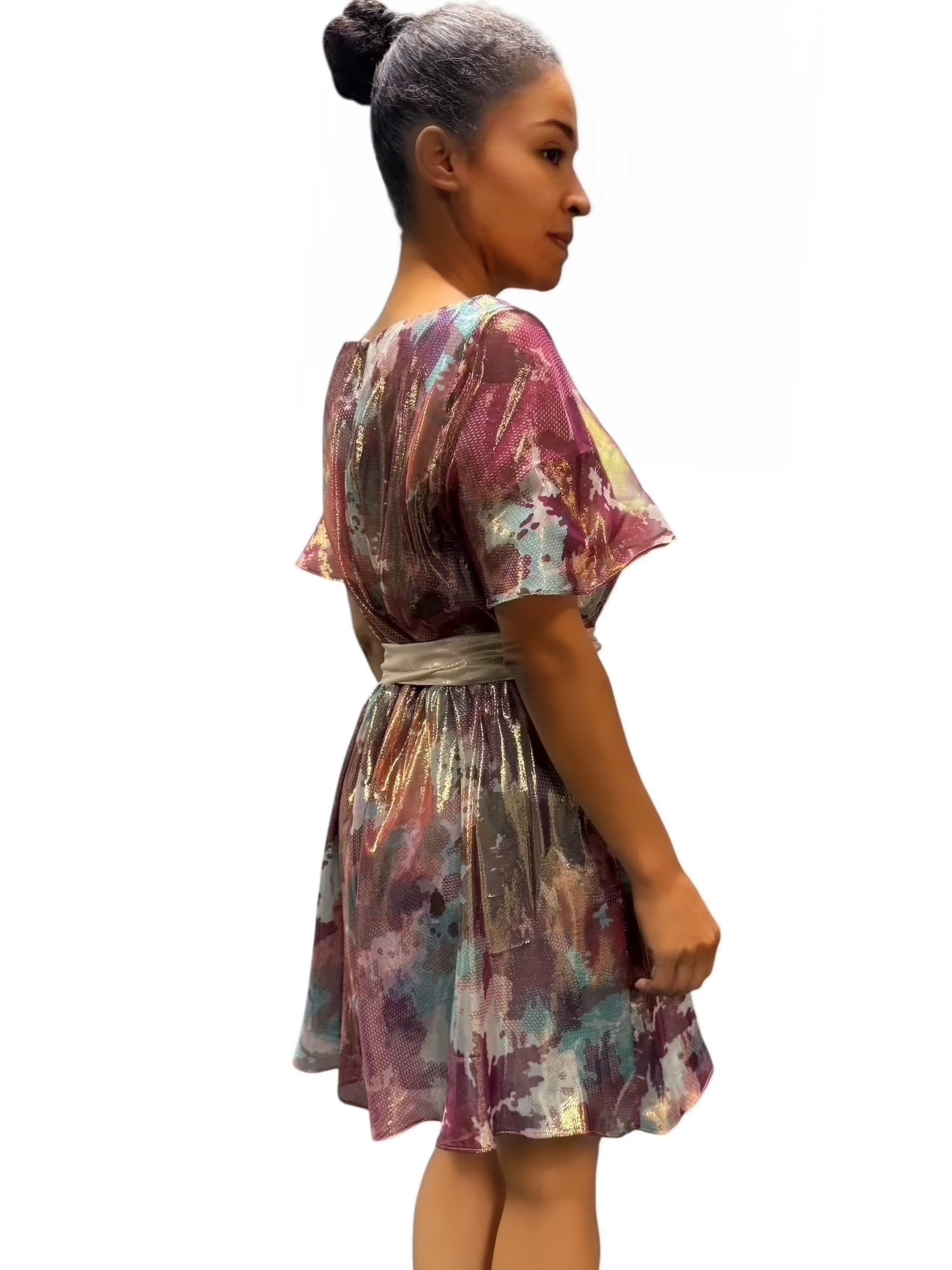 IMG_7140 Silk Lame Chiffon Mini Dress