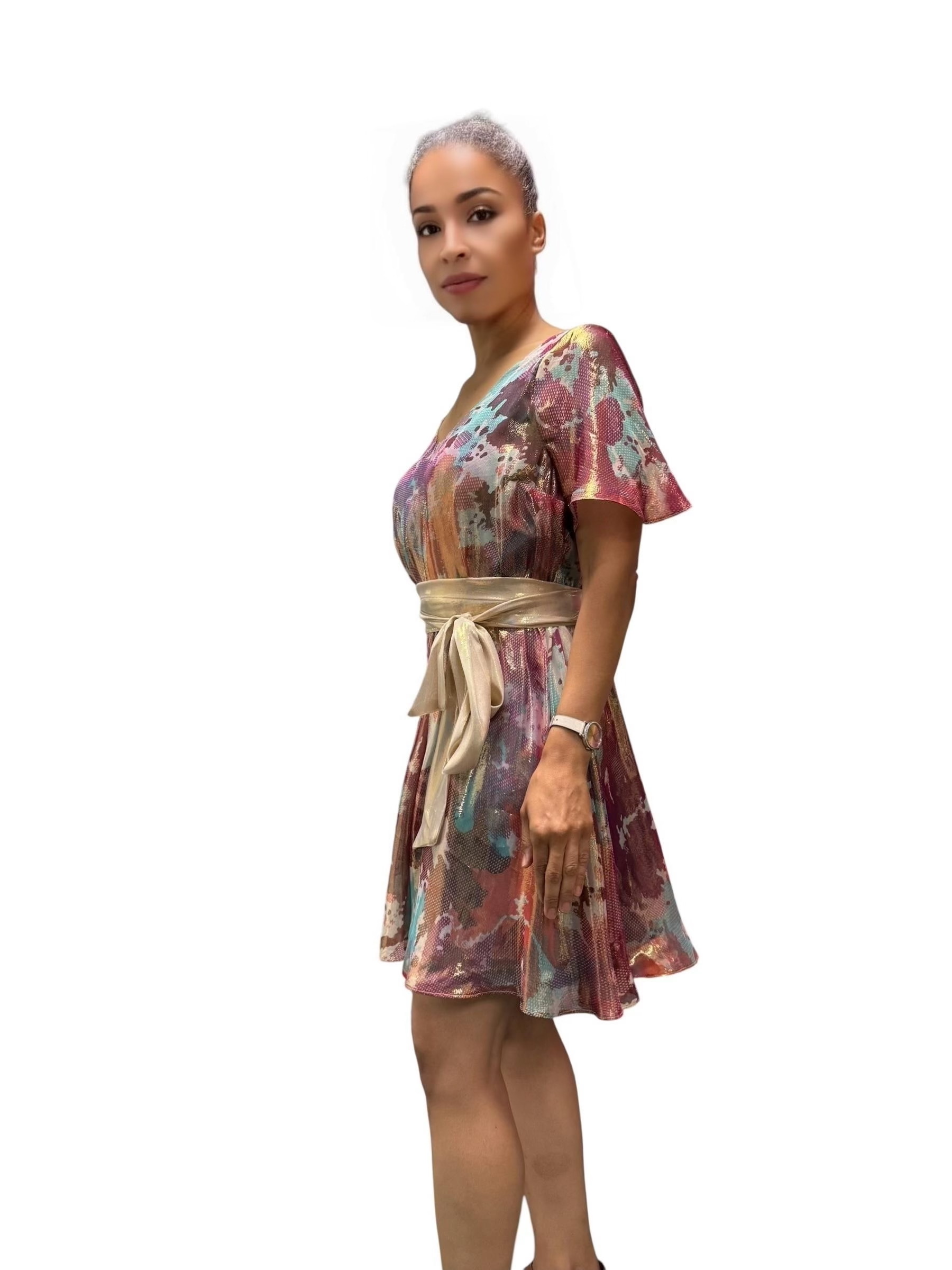 IMG_7143 Silk Lame Chiffon Mini Dress