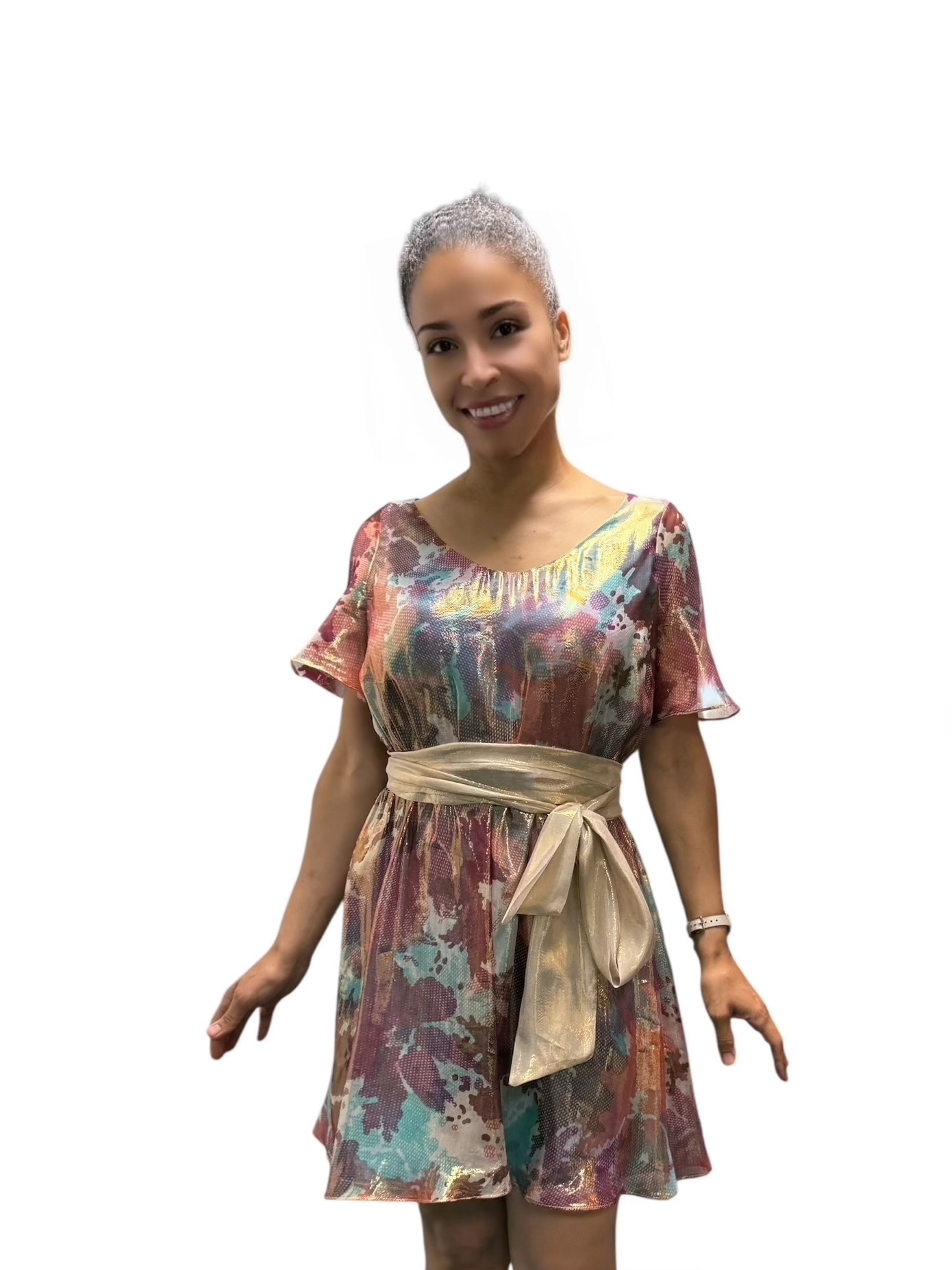 IMG_7146 Silk Lame Chiffon Mini Dress