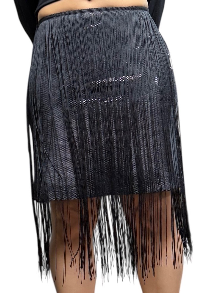 Fringe Trim Tassel Mini Skirt