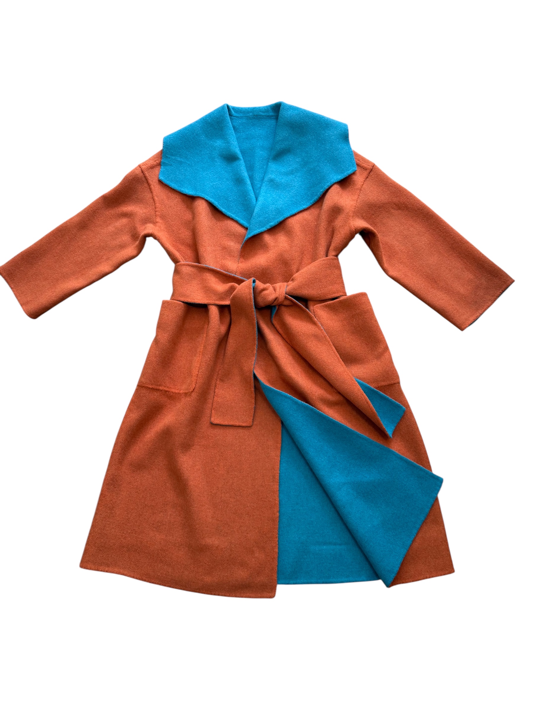 Blue and Tangerine Reversible Coat