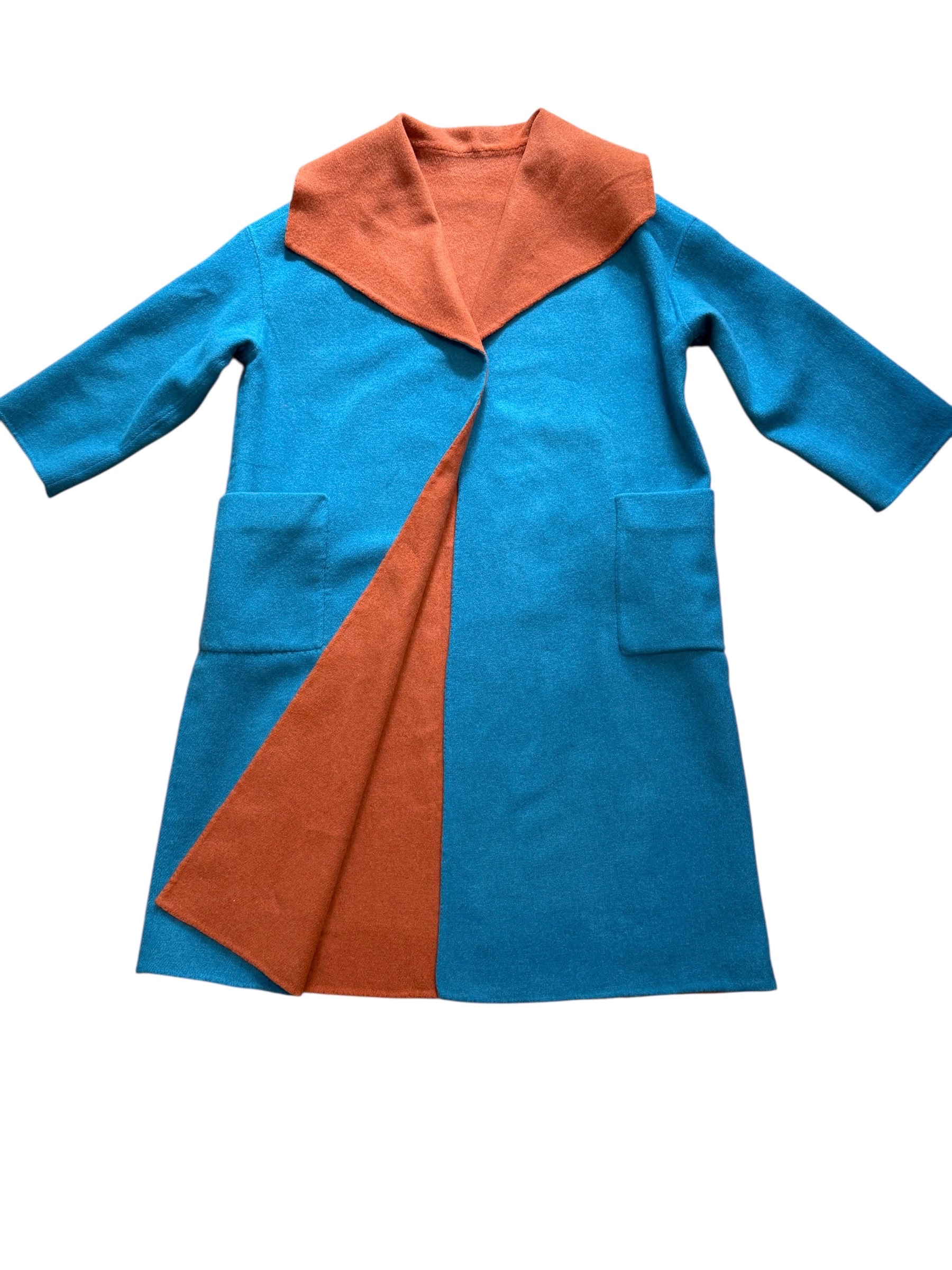 Blue and Tangerine Reversible Coat