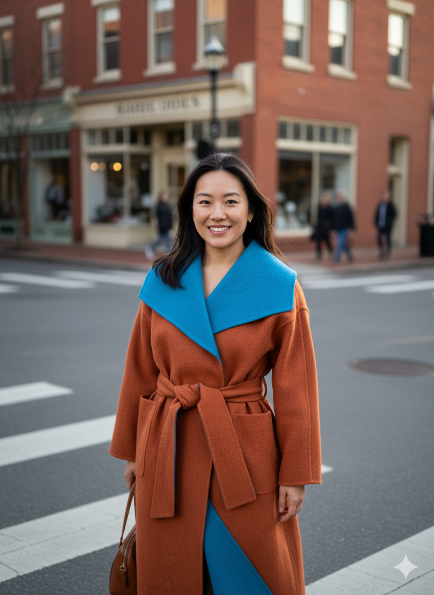 Blue and Tangerine Reversible Coat