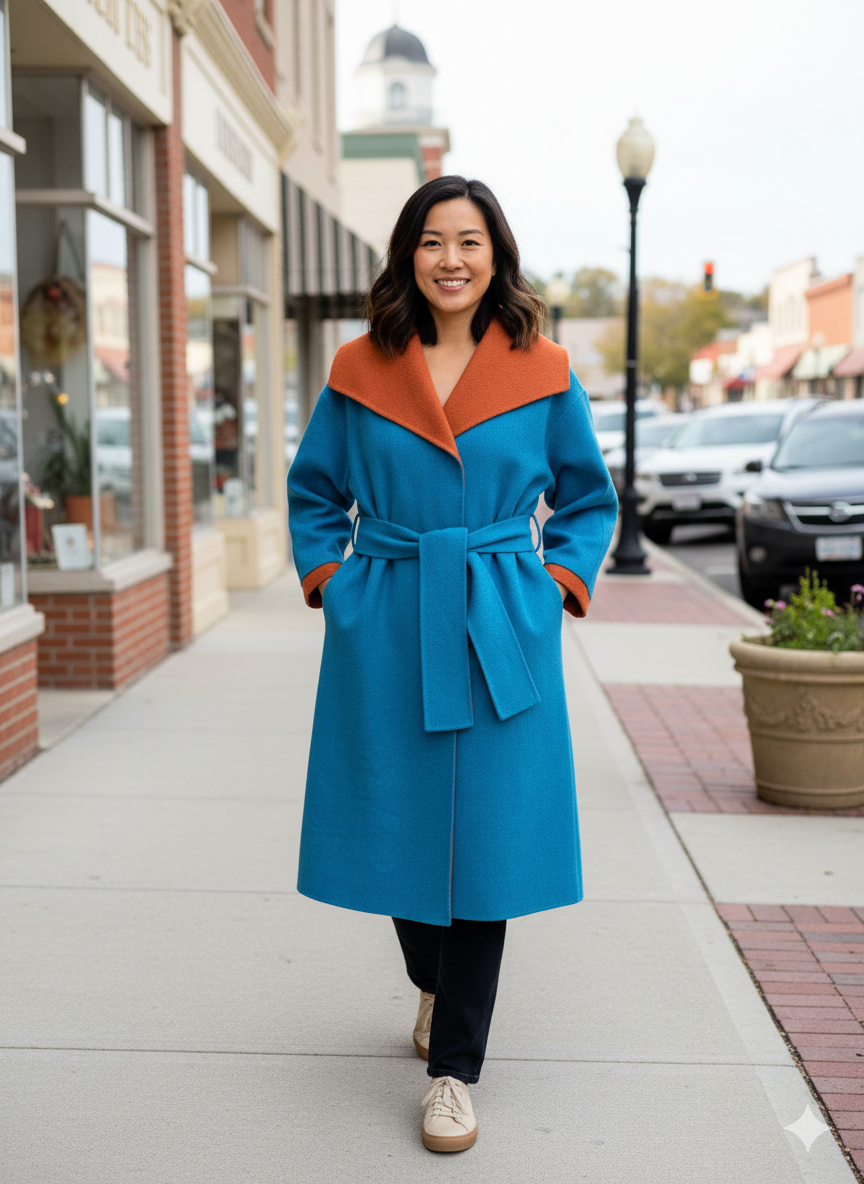Blue and Tangerine Reversible Coat