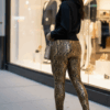 Gold Stretchy Velvet Snake Print Leggings