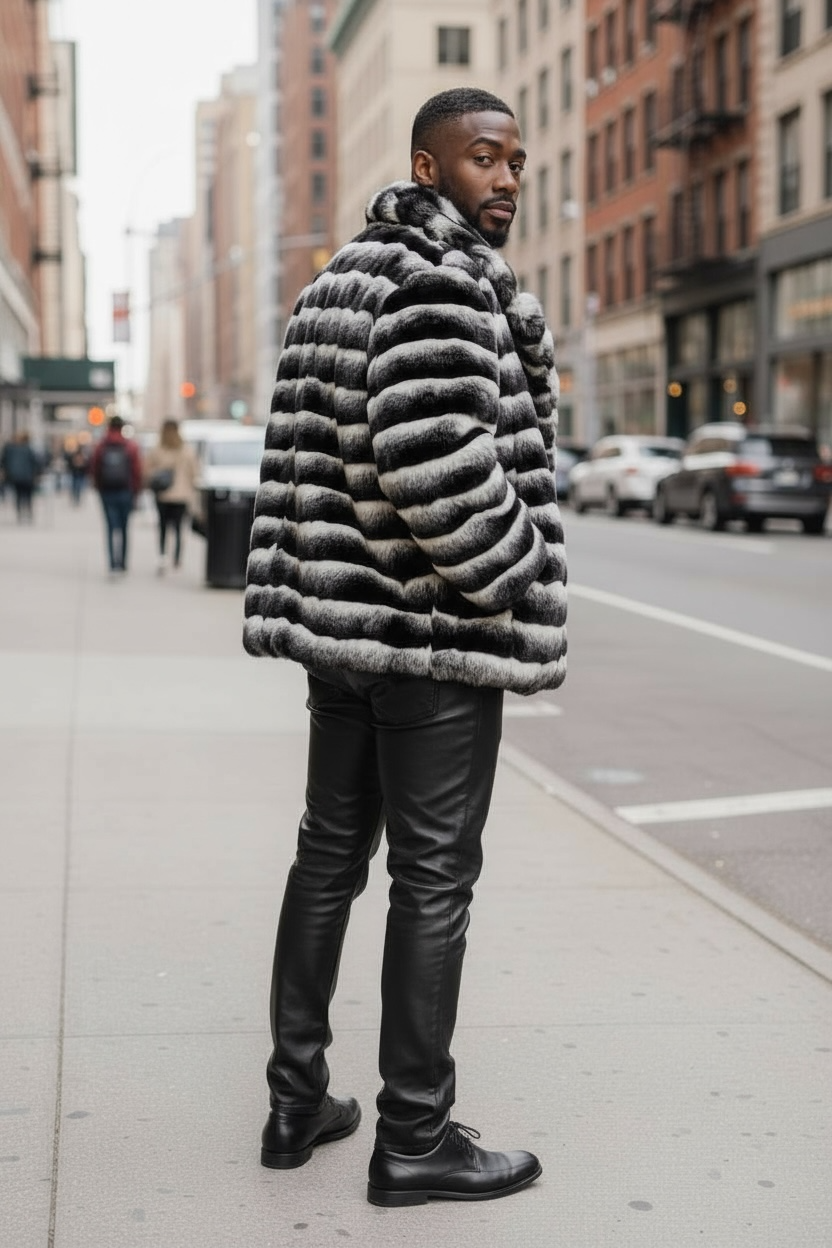 Men’s Chinchilla Faux Fur Coat